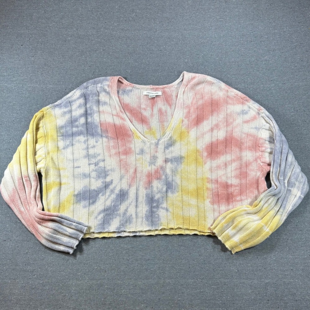 American Eagle Sweater Womens Small S Multicolor Excellent Tie Dye Cropped Knit